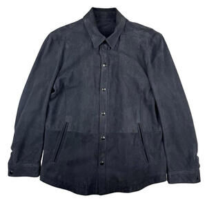 Lamb Suede Shirt Jacket Blue Size M